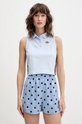 adidas Originals crop top damski bawełniany z elastanem niebieski KD3702
