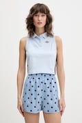 adidas Originals crop top damski bawełniany z elastanem niebieski KD3702