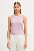 United Colors of Benetton top dámský lněný růžový 3TKEEH001