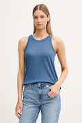 United Colors of Benetton top dámský lněný modrý 3TKEEH001