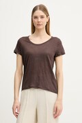 United Colors of Benetton T-shirt damski lniany brązowy 3TKED10D8