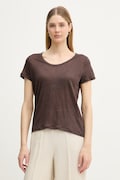 United Colors of Benetton T-shirt damski lniany brązowy 3TKED10D8