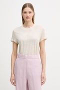 United Colors of Benetton t-shirt damski lniany beżowy 3TKEE1009