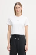 Calvin Klein Jeans t-shirt basic bawełniany z elastanem beżowy LV047AB213