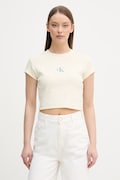 Calvin Klein Jeans crop top da donna in cotone con elastan beige LV047F833G
