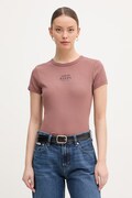 Calvin Klein Jeans T-shirt damski bawełniany z elastanem brązowy LV047F240G