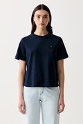 Tommy Hilfiger tričko dámske bavlnené tmavomodré WW0WW49646