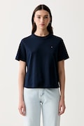 Tommy Hilfiger tričko dámske bavlnené tmavomodré WW0WW49646