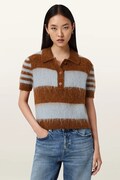 AllSaints sweter z krótkim rękawem damski z wełną CLEM brązowy W002KE