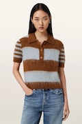 AllSaints sweter z krótkim rękawem damski z wełną CLEM brązowy W002KE