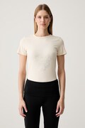 Guess t-shirt γυναικείο βαμβακερό με ελαστάν ROMY μπεζ V6GI12 K3325