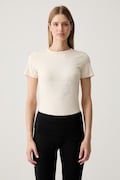 Guess t-shirt γυναικείο βαμβακερό με ελαστάν ROMY μπεζ V6GI12 K3325