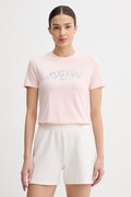 Guess t-shirt damski z wiskozy LEONA różowy V6GI15 K2982