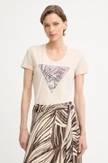 Guess T-shirt damski bawełniany z elastanem beżowy W6GI19 K3042