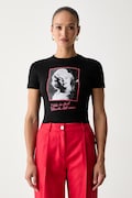 Guess crop top damski z wiskozą MARILYN MONROE czarny W6YI64 K6710