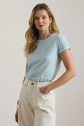 Lauren Ralph Lauren T-shirt basic damski bawełniany turkusowy 200P09106