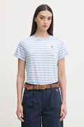 U.S. Polo Assn. t-shirt bawełniany STRIPE CREW NECK damski kolor niebieski WUP1308