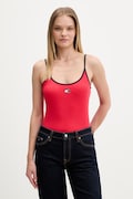 Tommy Jeans top damskie bawełniane z elastanem czerwone DW0DW22261