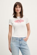 Tommy Jeans T-shirt damski z bawełną beżowy DW0DW22272