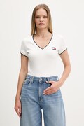 Tommy Jeans T-shirt damski bawełniany z elastanem beżowy DW0DW22275