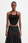 Rick Owens DRKSHDW dámsky bavlnený crop top čierna farba DS01F4100.BH