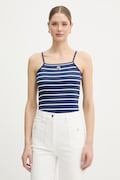 Karl Lagerfeld top damski bawełniany z elastanem IKON granatowy B2W17036