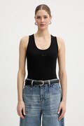 Karl Lagerfeld top damski bawełniany z elastanem czarny B2W17092