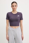 The North Face crop top damski bawełniany z elastanem fioletowy NF0A55AOG5O1