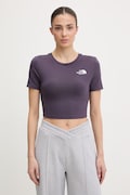The North Face crop top damski bawełniany z elastanem fioletowy NF0A55AOG5O1