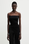 Rick Owens Lilies μπλούζα με ανοιχτούς ώμους γυναικεία με βισκόζη μαύρη LI01F7114.RV