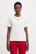 Morgan t-shirt damski bawełniany z elastanem biały DMARE