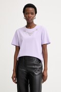 Morgan t-shirt damski bawełniany z elastanem fioletowy DMARE