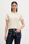 The North Face crop top damski bawełniany ESSENTIAL beżowy NF0A8GR1DOM1