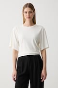 Sisley T-shirt damski z wiskozą beżowy 3VECL108X