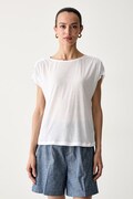 United Colors of Benetton majica za žene s dodatkom lana bijela 35LVD10D5