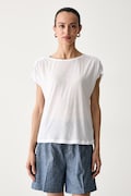 United Colors of Benetton majica za žene s dodatkom lana bijela 35LVD10D5