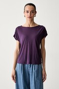 United Colors of Benetton majica za žene s dodatkom lana ljubičasta 35LVD10D5