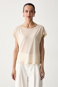 United Colors of Benetton majica za žene s dodatkom lana bež 35LVD10D5