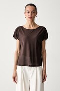 United Colors of Benetton majica za žene s dodatkom lana smeđa 35LVD10D5