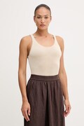 United Colors of Benetton top damski z lnem beżowy 1MMXDH01M