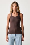 MM6 Maison Margiela lingerie top Women's cotton with elastane brown MKD200040