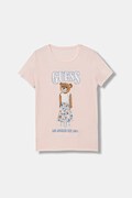 Guess t-shirt dziecięcy kolor różowy z półgolfem J6RI10 K6YW4