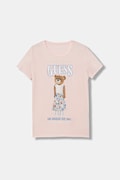 Guess t-shirt dziecięcy kolor różowy z półgolfem J6RI10 K6YW4