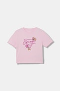 Guess T-shirt dziecięcy bawełniany z elastanem różowy J6GI15 K6YW4