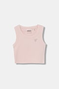 Guess crop top dziecięcy z wiskozy różowy J6GI36 K8RT2