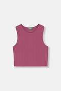 United Colors of Benetton top detský bavlnený s elastanom fialový 3S2UCH025
