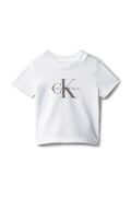 Calvin Klein Jeans t-shirt z bawełną niemowlęcy kolor biały z nadrukiem IN0IN00334
