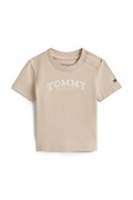 Tommy Hilfiger t-shirt niemowlęcy kolor beżowy z aplikacją KN0KN02146