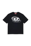 Diesel t-shirt bawełniany dziecięcy TVALE OVER T-SHIRT kolor czarny z nadrukiem J02601
