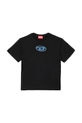 Diesel t-shirt bawełniany dziecięcy TLOGY OVER T-SHIRT kolor czarny z aplikacją J02590